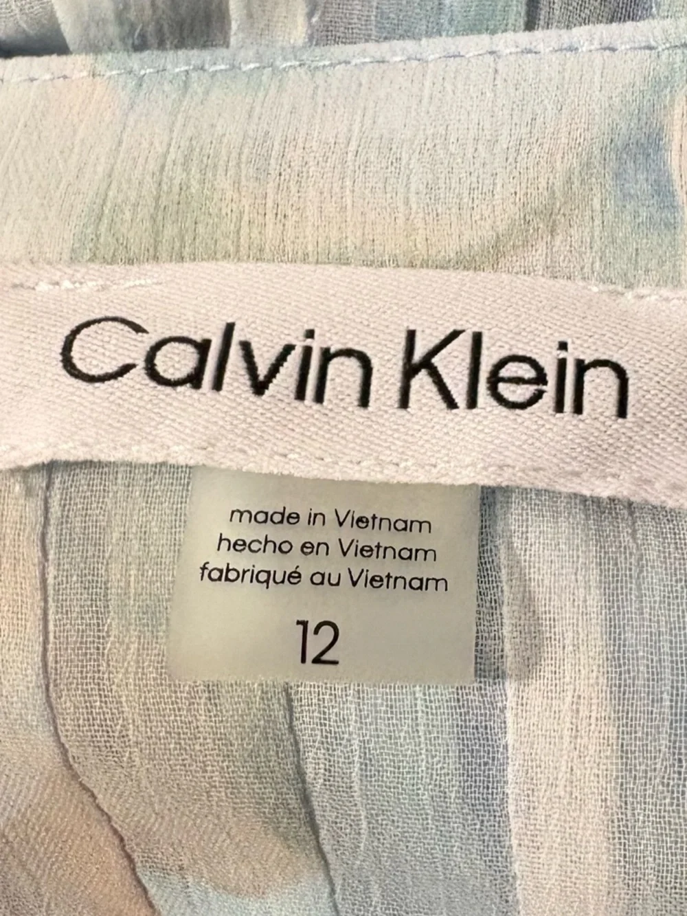 Calvin‎ Klein Women's Sheer Flutter-Sleeve Shift Dress SZ 12 Serene Multi floral